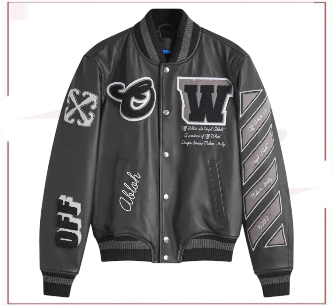 Off-White Leather Varsity Jacket