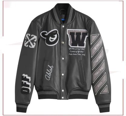 Off-White Leather Varsity Jacket
