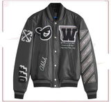 Off-White Leather Varsity Jacket