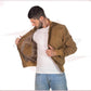 Men's Bomber Jacket in Genuine Honey Suede Leather CROSSOVER RACEWEARS