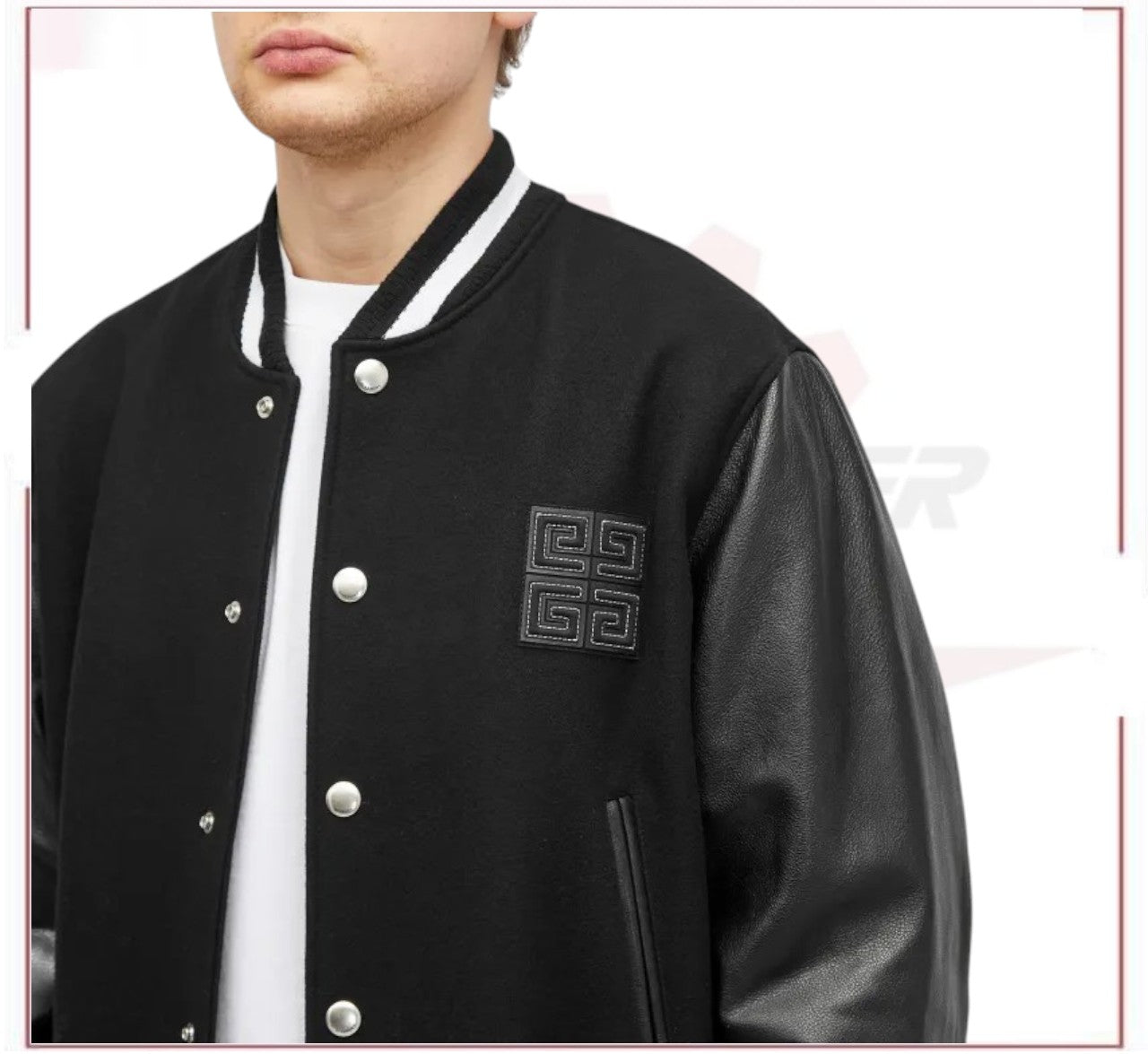 Givenchy Mix Material Varsity Jacket Black