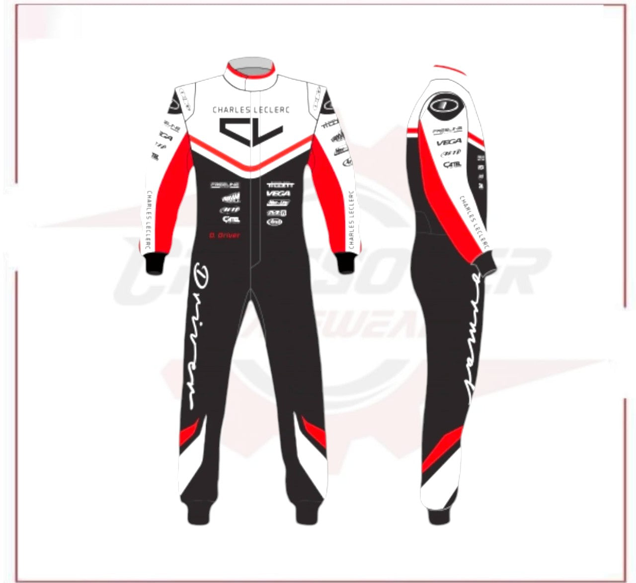 PSL Charles Leclerc Custom Driver Kart Suit CROSSOVER RACEWEARS