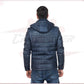 Berlino - Men's Down Jacket in Genuine Blue Leather CROSSOVER RACEWEARS