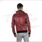 Bomber Napoli Cap - Men's Bomber Jacket in Genuine Bordeaux Leather CROSSOVER RACEWEARS