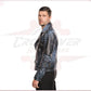 Vasco - Men's Studded Jacket in Genuine Blue Leather CROSSOVER RACEWEARS