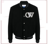 New Season  Off-White logo-appliqué varsity bomber jacket