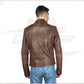 Men's Perfecto Jacket in Genuine Brown Leather CROSSOVER RACEWEARS
