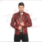 Men's Jacket in Genuine Bordeaux Leather CROSSOVER RACEWEARS