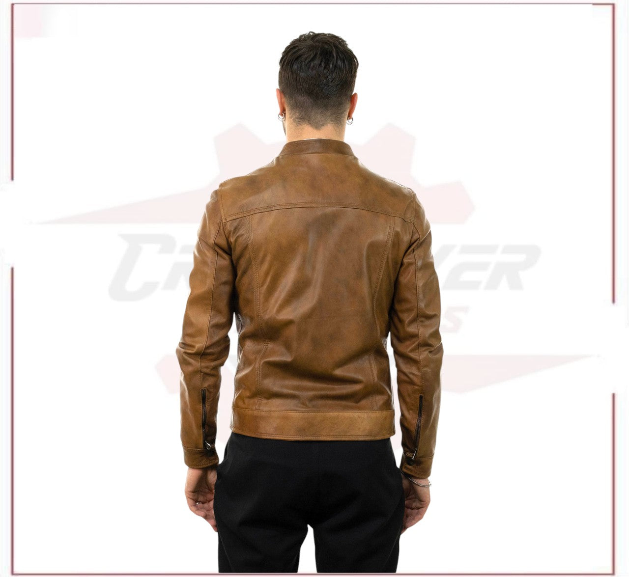 Men's Jacket in Genuine Brown Leather CROSSOVER RACEWEARS