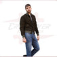 U03 Bis - Men's Bomber Jacket in Genuine Green Suede Leather CROSSOVER RACEWEARS