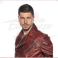 Men's jacket in Genuine Bordeaux Leather CROSSOVER RACEWEARS