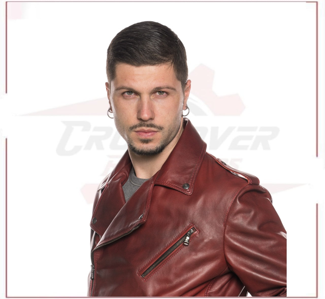 Men's jacket in Genuine Bordeaux Leather CROSSOVER RACEWEARS