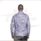 New Biker Man's Jacket in genuine Violet Leather CROSSOVER RACEWEARS