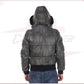 Boston - Men's Down Jacket in Genuine Grey Leather CROSSOVER RACEWEARS