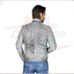Rockstar - Men’s Grey Scratched Leather Perfecto CROSSOVER RACEWEARS