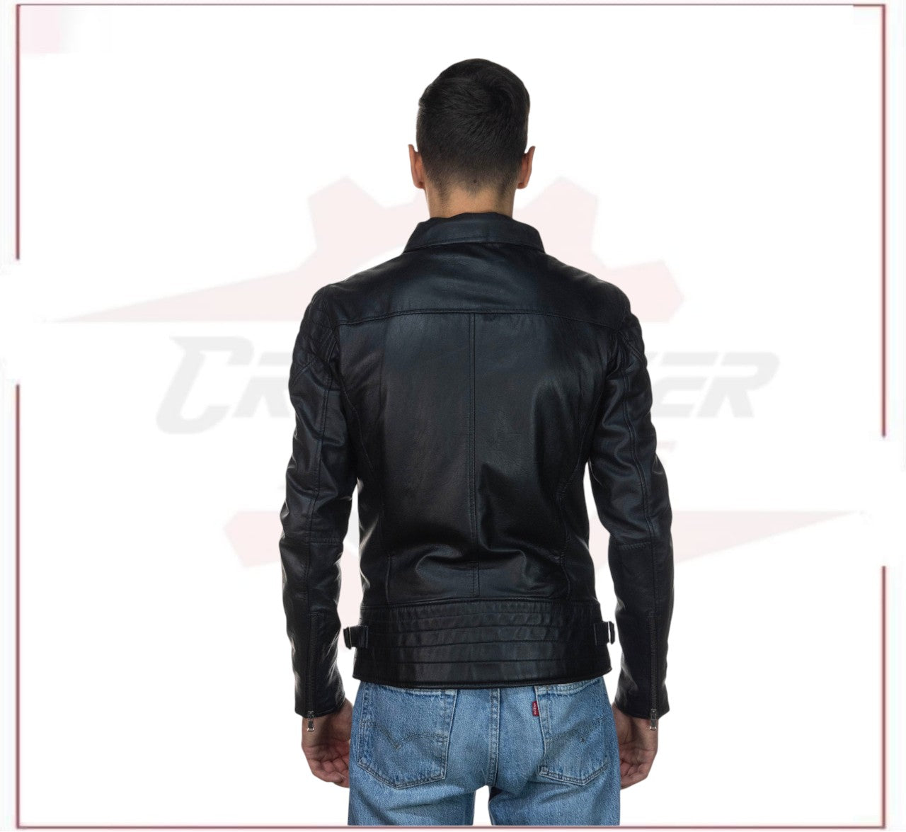 Men's Jacket in Genuine Black Leather CROSSOVER RACEWEARS