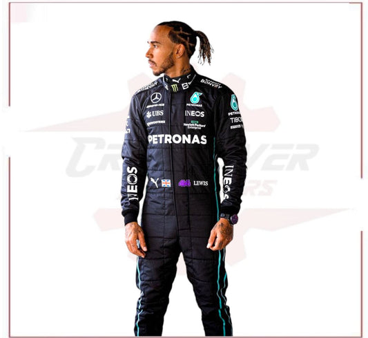 2022 Lewis Hamilton Petronas Mercedes F1 Race Suit CROSSOVER RACEWEARS