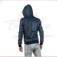 Bomber Napoli Cap - Men's Bomber Jacket in Genuine Blue Leather CROSSOVER RACEWEARS