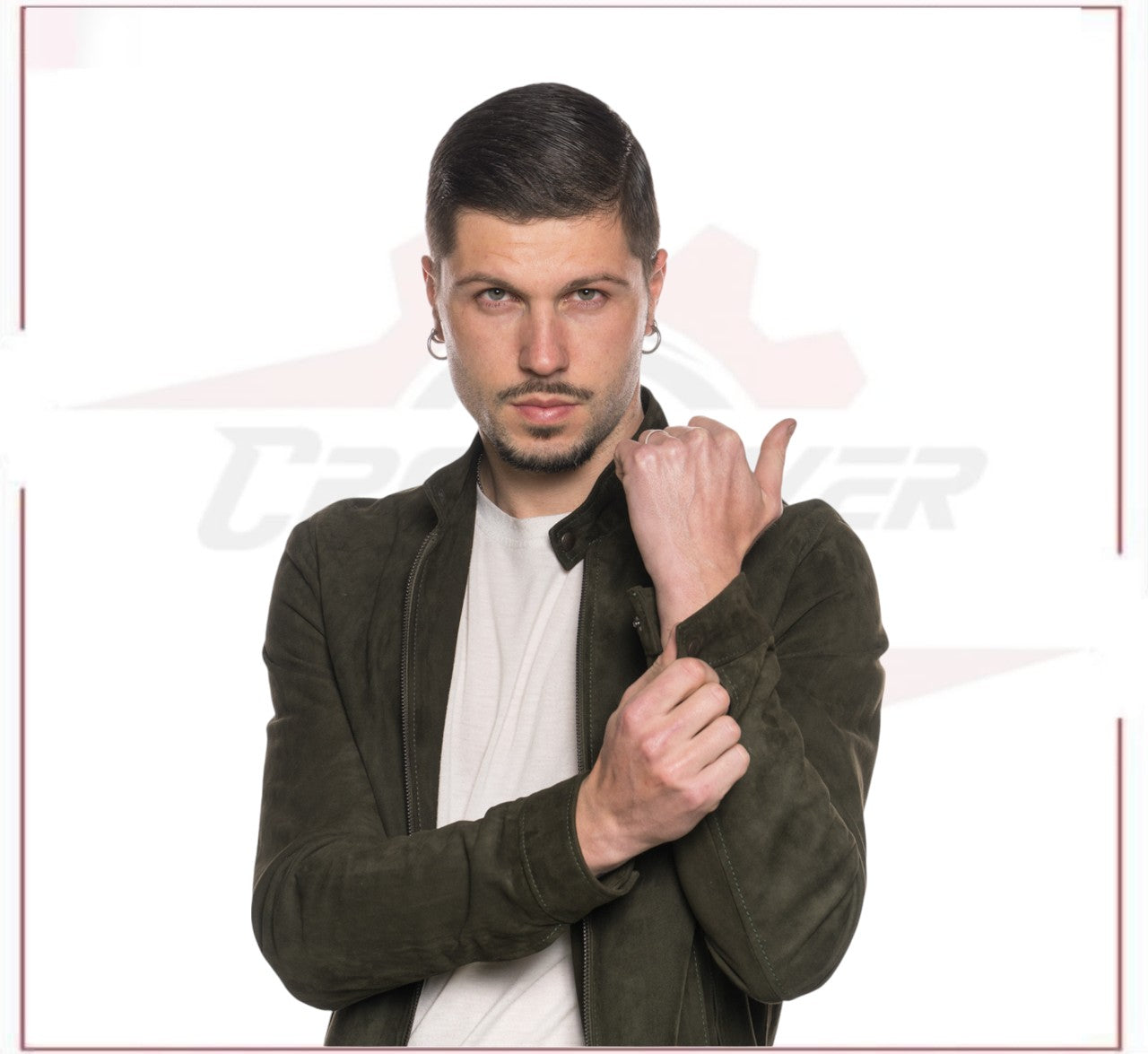 Bomber Napoli - Bomber Men in Genuine Green Suede Leather CROSSOVER RACEWEARS
