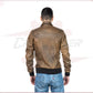 Men's Bomber Jacket in Genuine Brown Leather CROSSOVER RACEWEARS