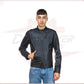 Men's Biker Jacket in Genuine Black Leather CROSSOVER RACEWEARS