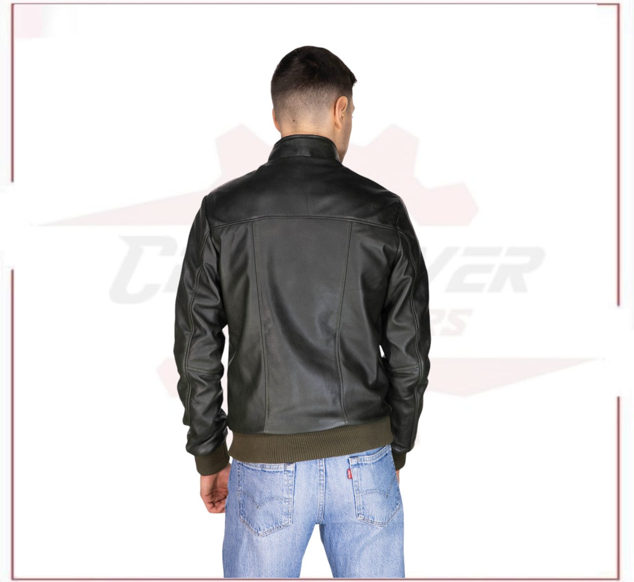 Victor - Men's Bomber in Genuine Green Leather CROSSOVER RACEWEARS