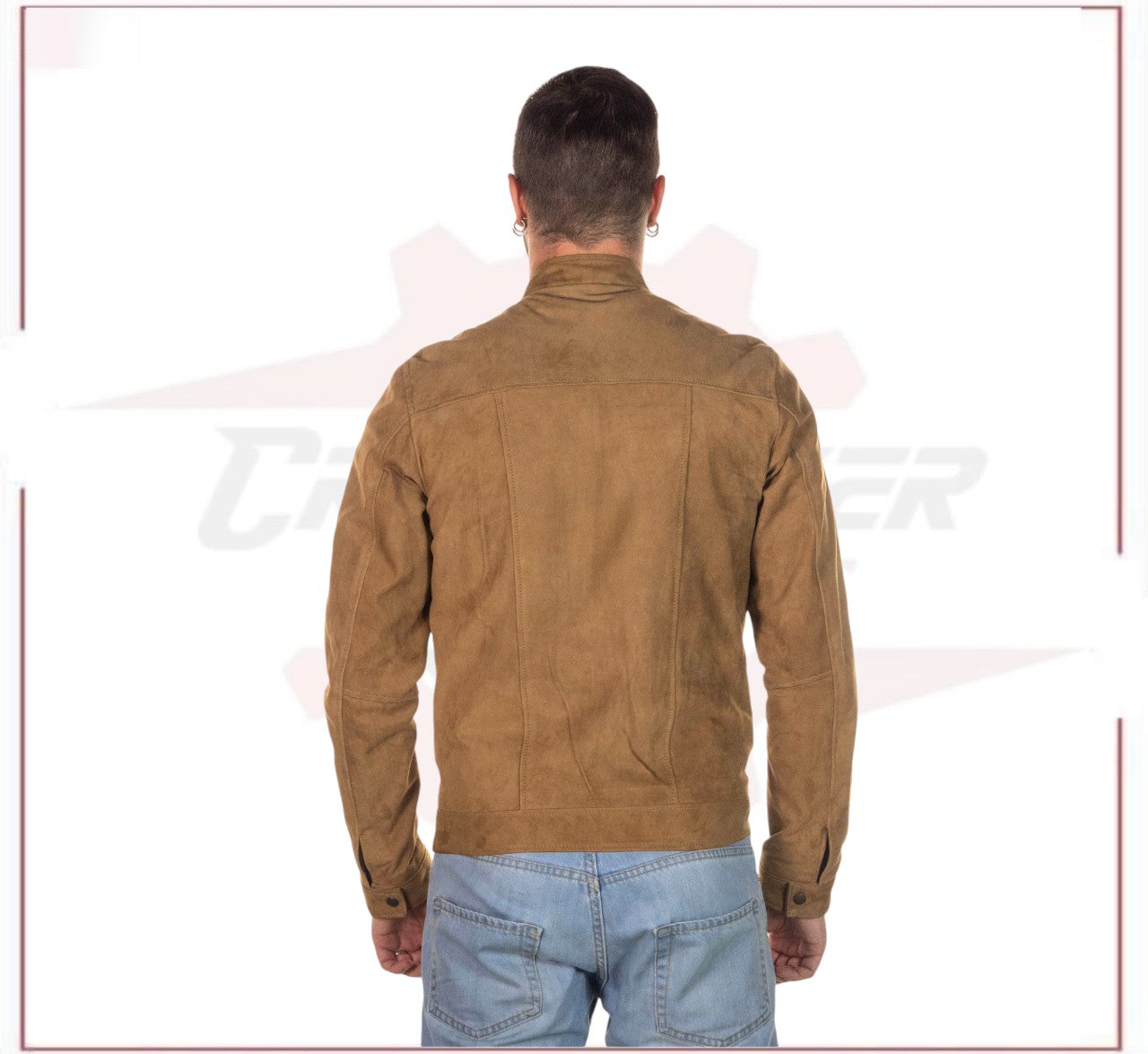 U010 - Men's Jacket in Genuine Honey Suede Leather CROSSOVER RACEWEARS
