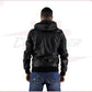 Men's Bomber Jacket in Genuine Black Leather CROSSOVER RACEWEARS