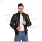 Men's Bomber in Genuine Black Leather CROSSOVER RACEWEARS