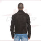 Men's jacket in Genuine Dark Brown Nubuck Leather CROSSOVER RACEWEARS