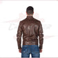 Men's Biker Jacket in Genuine Dark Brown Oil Vintage Leather CROSSOVER RACEWEARS