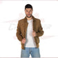 U03 - Men's Bomber Jacket in Genuine Honey Suede Leather CROSSOVER RACEWEARS