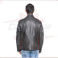 Biker Man's Jacket in genuine Dark Gray Leather CROSSOVER RACEWEARS