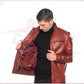 Attila - Men's Biker Jacket in Genuine Bordeaux Leather CROSSOVER RACEWEARS