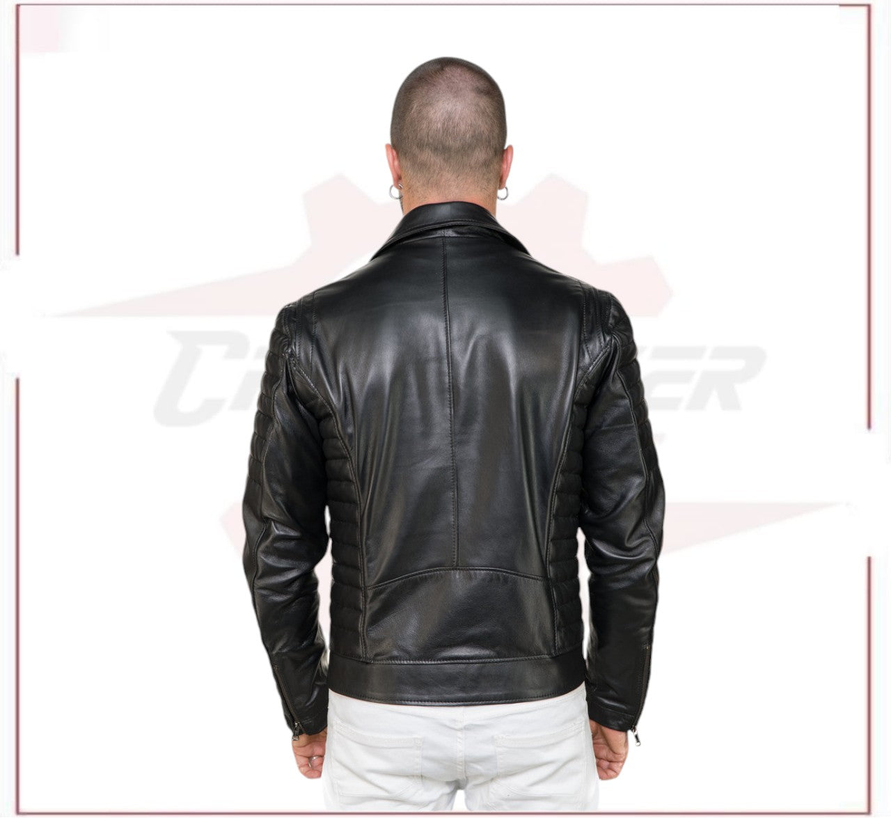 V248 - Men's Perfecto in Genuine Black Leather CROSSOVER RACEWEARS