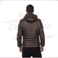 Rio - Men's Down Jacket in Genuine Dark Brown Leather CROSSOVER RACEWEARS