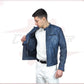 New Biker Man's Blue genuine leather CROSSOVER RACEWEARS