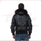 Boston - Men's Down Jacket in Genuine Black Leather CROSSOVER RACEWEARS