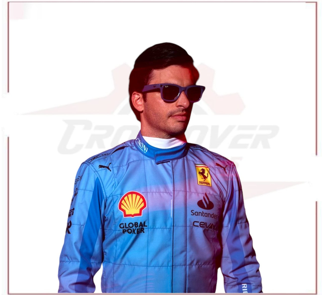 New 2024 Carlos Sainz jr Miami Grand Prix Scuderia Ferrari F1 Team Racing Suit - CROSSOVER RACEWEARS 