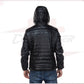 Rio - Men's Down Jacket in Genuine Black Leather CROSSOVER RACEWEARS