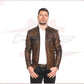 Men's Jacket in Genuine Brown Leather CROSSOVER RACEWEARS