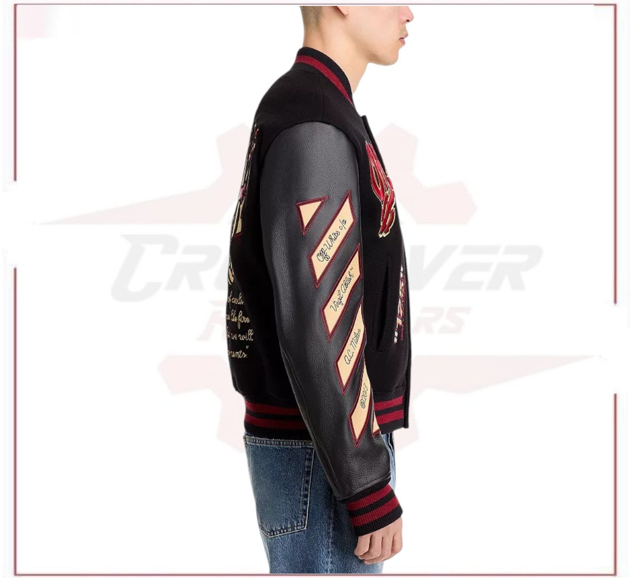 Off-White x AC Milan 125th Anniversary Embroidered Varsity Jacket - Exclusive