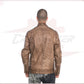 Biker Man's Jacket in genuine Brown Leather of Lamb CROSSOVER RACEWEARS