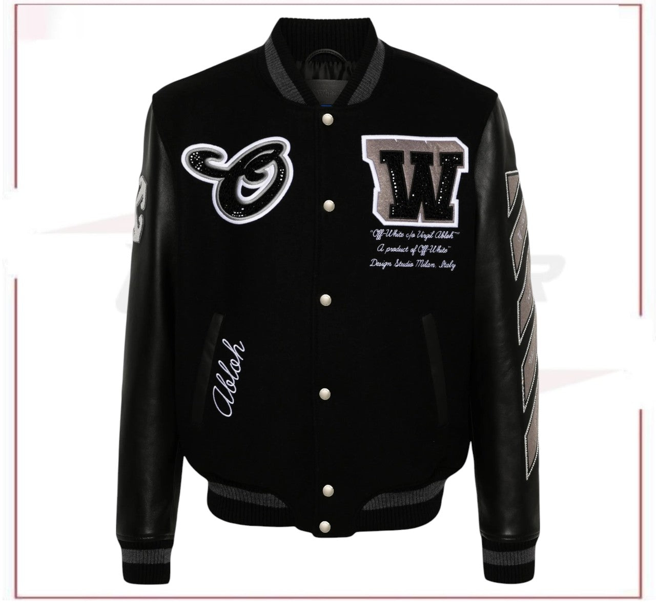 Off-White crystal-embellished varsity jacket