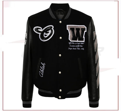 Off-White crystal-embellished varsity jacket