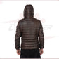Rio - Men's Down Jacket in Genuine Dark Brown Leather CROSSOVER RACEWEARS