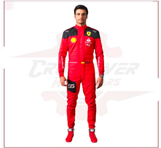 2023 Carlos Sainz Race Scuderia Ferrari F1 Race Suit - CROSSOVER RACEWEARS 