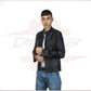 Men's Biker Jacket in Genuine Black Leather CROSSOVER RACEWEARS