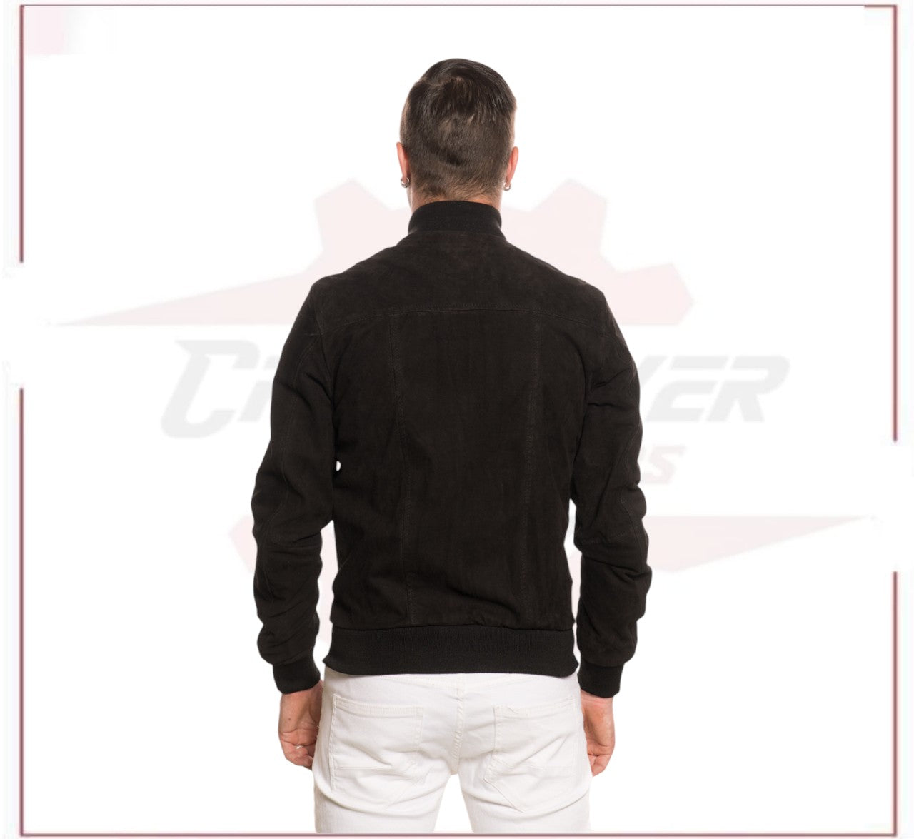 David - Men's Bomber Jacket in Genuine Black Suede Leather CROSSOVER RACEWEARS