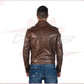 Men's Jacket in Genuine Dark Brown Oil Vintage Leather CROSSOVER RACEWEARS